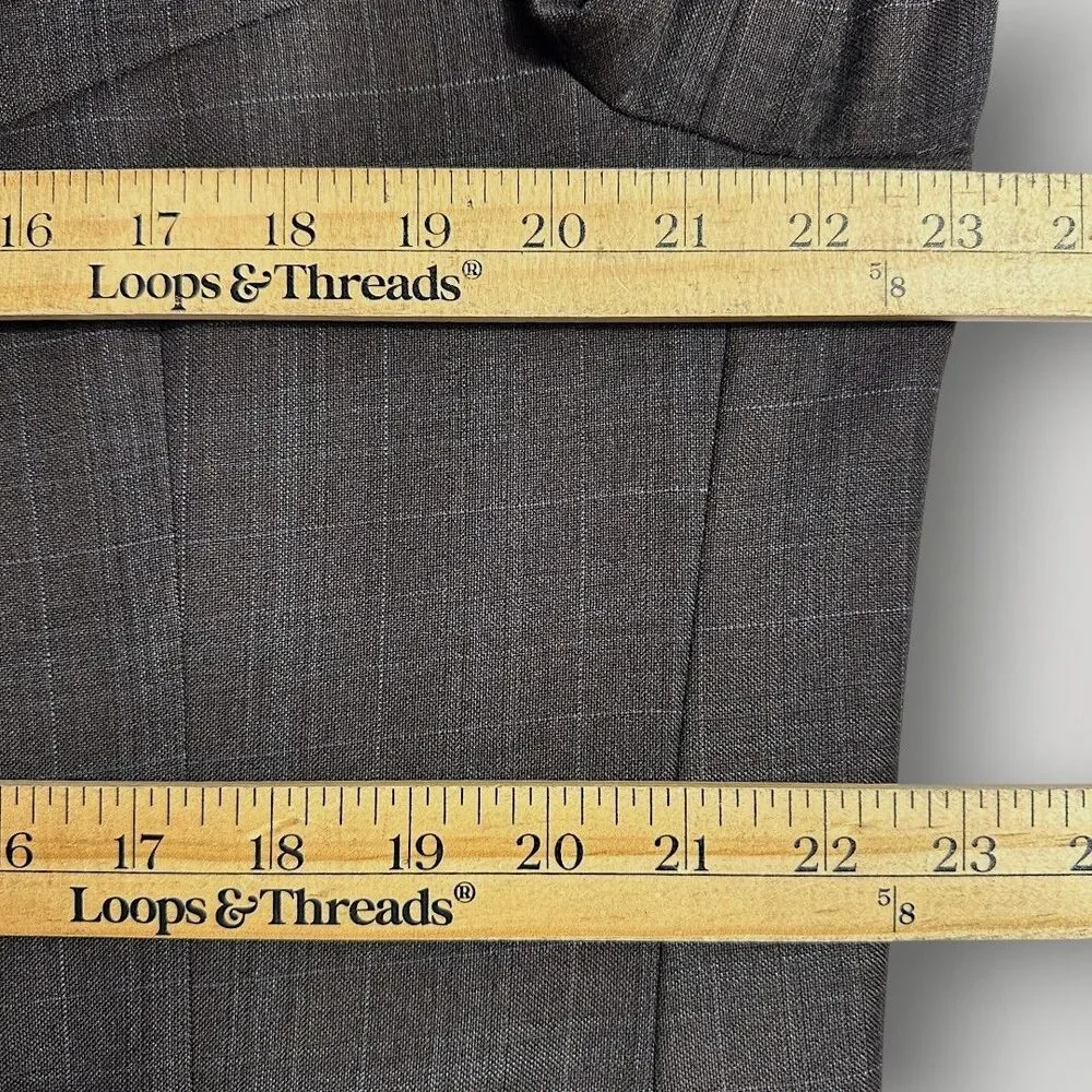ABBOUD LORO PIANA 130*S Wool Mens Blazer Sport Coat Suit Jacket 44R Brown Plaid
